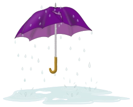 چتر پاره شده در باران
