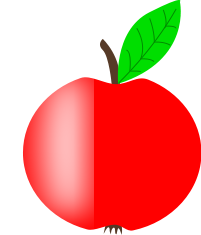سیب قرمز با برگ سبز