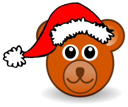 صورت خرس عروسکی خنده دار قهوه ای با کلاه بابا نوئل