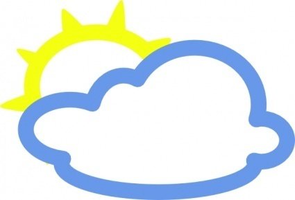 کلیپ آرت نماد آب و هوای ابرهای سبک و خورشید