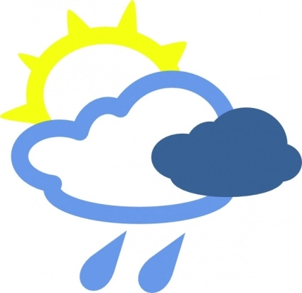 کلیپ آرت نمادهای آب و هوای خورشید و باران