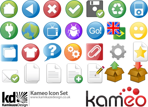 مجموعه آیکون کامل از نرم افزار Kameo CMS
