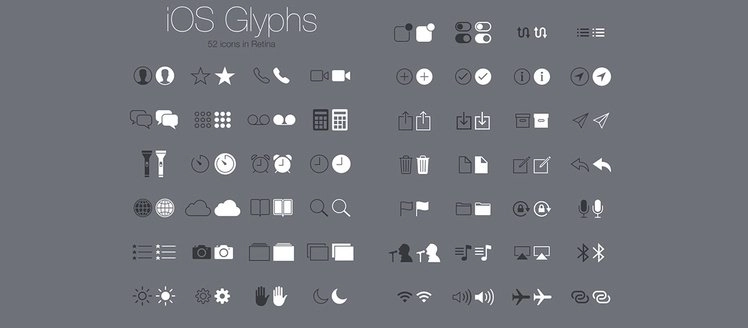 52 مجموعه نمادهای رتینا گلیف سیستم iOS