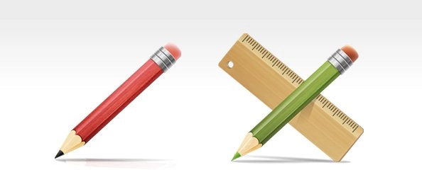 ابزارهای طراحی PSD - نمادهای مداد و خط کش