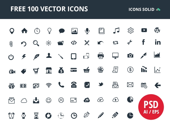 100 آیکون وکتور رایگان