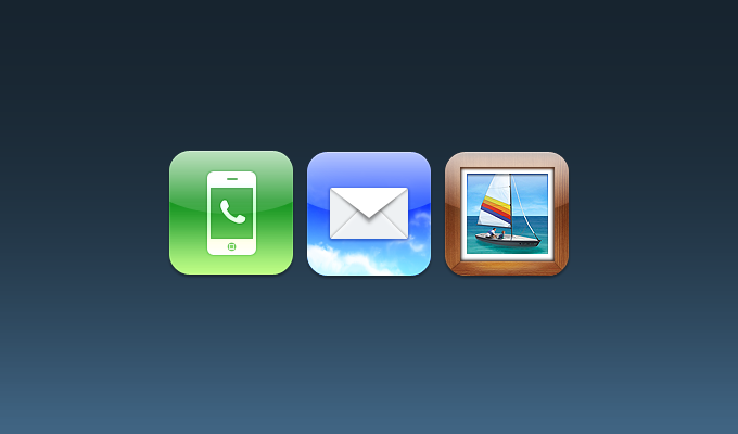 تلفن، ایمیل، عکس‌ها نمادهای iOS