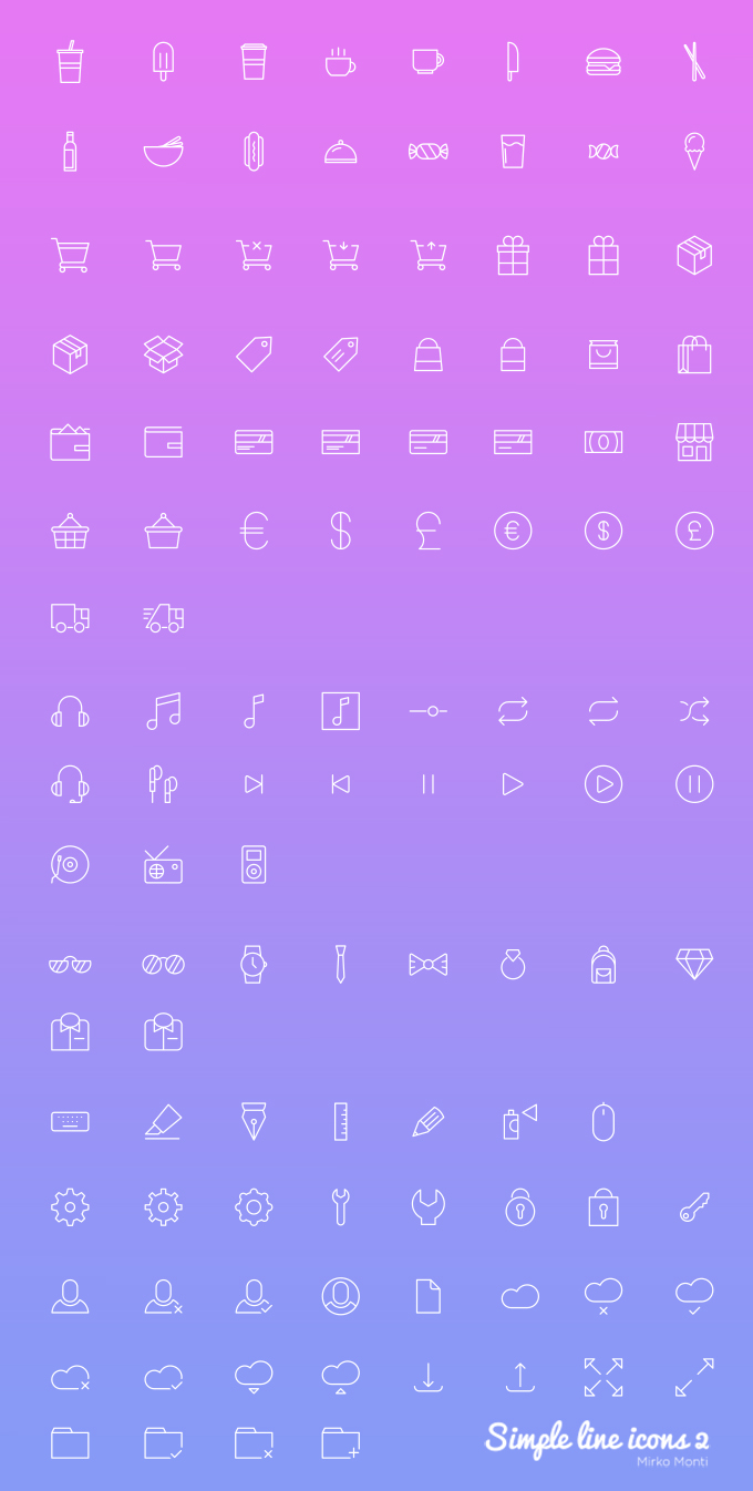 Simple Line Icons 2 - 100 نماد رایگان
