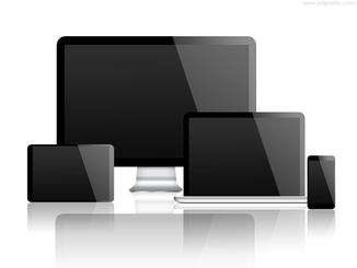 کامپیوتر رومیزی، لپ تاپ، تبلت و گوشی هوشمند (PSD)