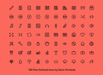 150 آیکون مشخص شده - PSD AI SVG Webfont EXCLUSIVE