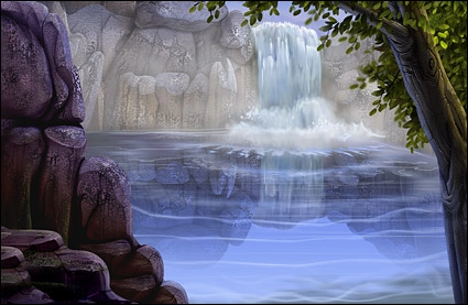 Psd Material Scenic Waterfall Flowing Water