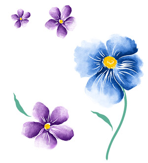 گل های نقاشی شده با دست مواد لایه ای Psd-1