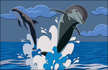 Psd از مواد لایه ای پرش دلفین ها