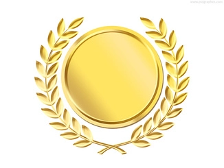 الگوی مدال تاج گل لورل طلا (PSD)