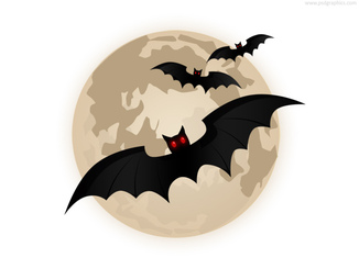خفاش های پرنده و نماد ماه (PSD)