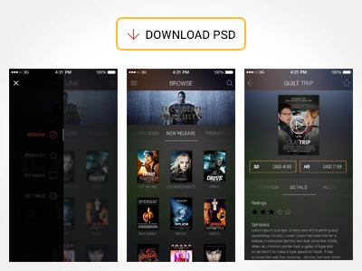 برنامه رایگان فیلم UI PSD
