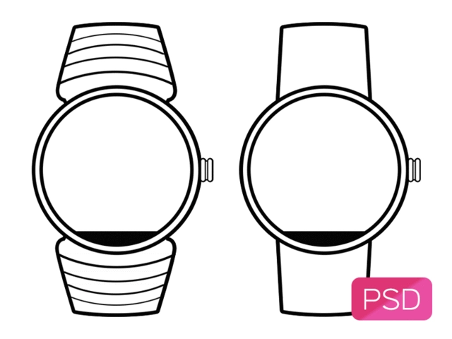 Moto 360 Wireframe PSD