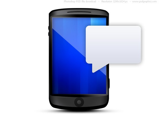 تلفن همراه با حباب پیام متنی (PSD)