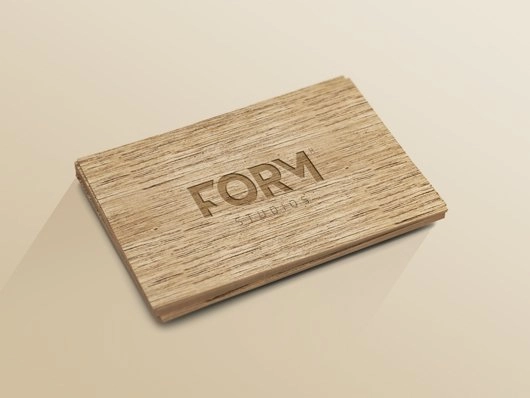 قالب کارت ویزیت چوبی (PSD، شی هوشمند)