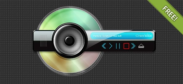 پوسته PSD انتزاعی برای پخش کننده mp3