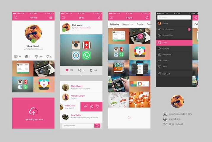 Dribbble App Concept PSD