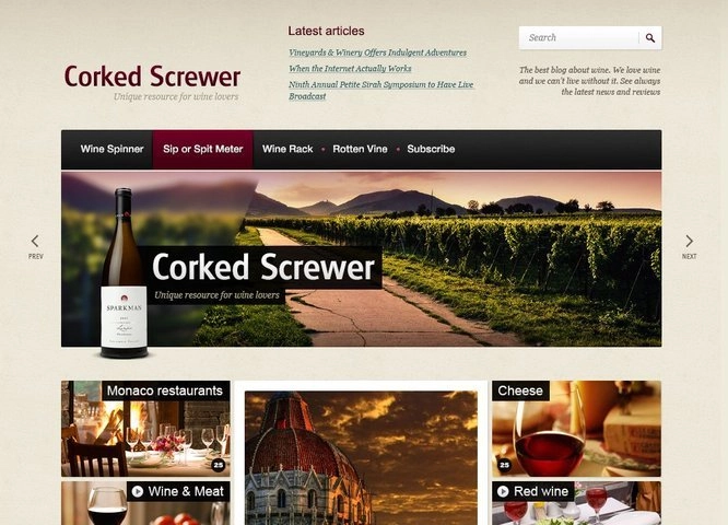 قالب PSD وب سایت رایگان Corked Screwer