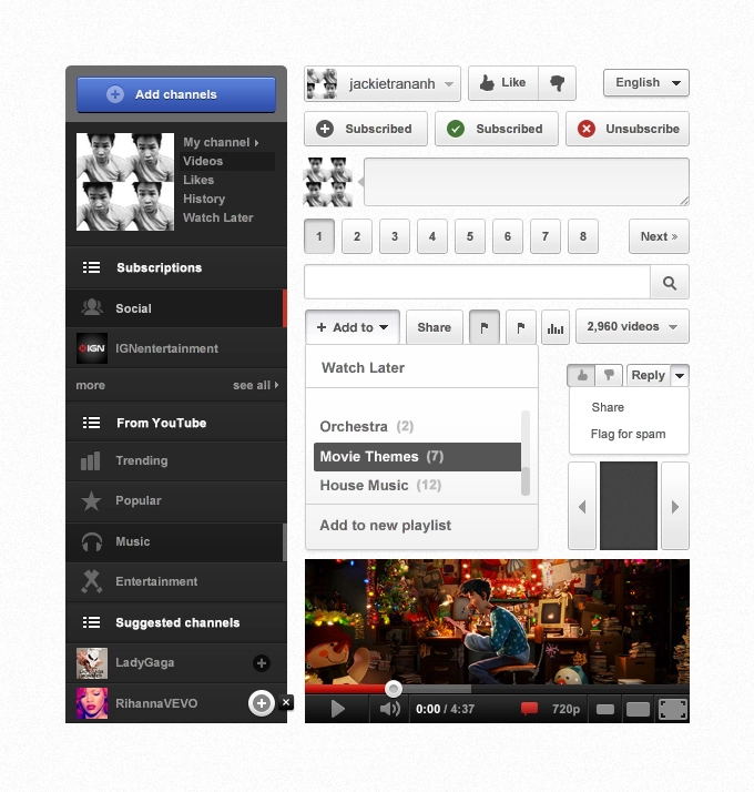 یوتیوب UI PSD