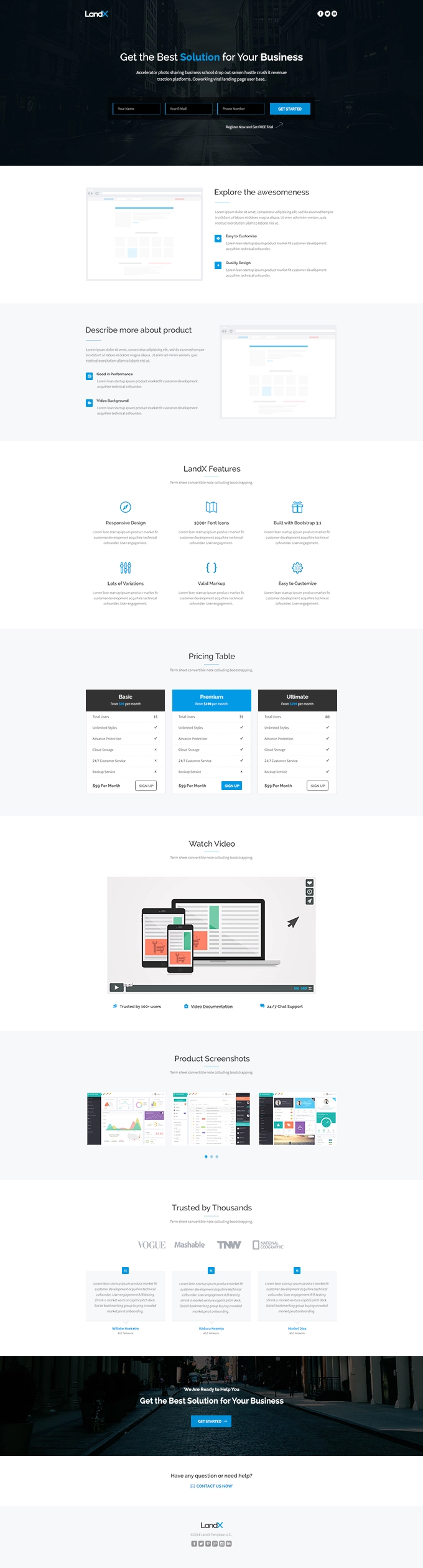 Freebie: LandX PSD Template