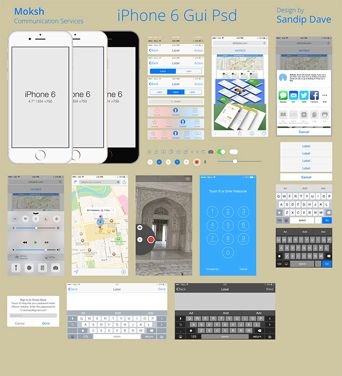 آی‌فون 6 کیت Gui Psd