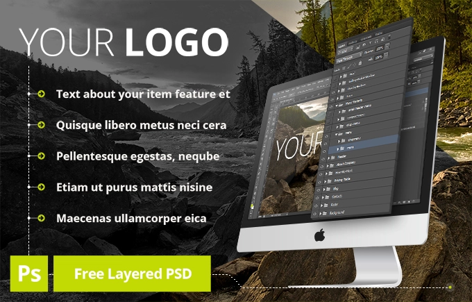 پیش‌نمایش ماکت لایه‌ای PSD iMac رایگان