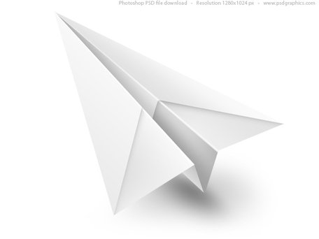 نماد PSD هواپیما کاغذی سفید