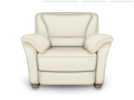 صندلی راحتی چرمی قرمز و سفید PSD، نماد داخلی