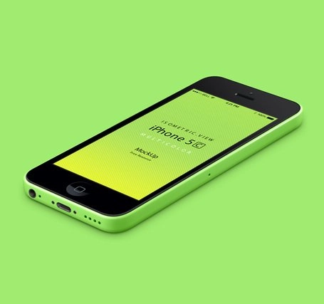 ماکت وکتور PSD آیفون 5C با نمای سه بعدی