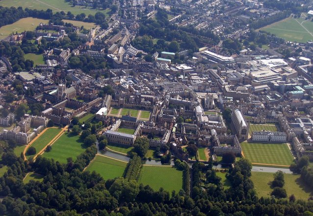 عکس هوایی از کمبریج، انگلستان