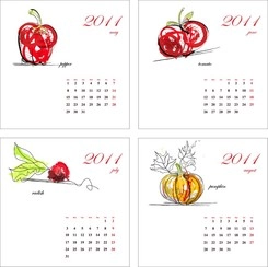 2011 Calendar Of Vegetables Vector Hand