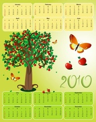 پروانه وکتور قالب تقویم تم اپل 2010