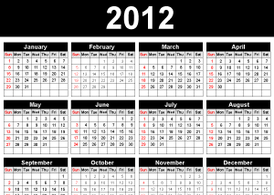 تقویم وکتور رایگان 2012