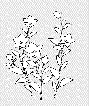 نقاشی خط ژاپنی از وکتور گل های گیاهی -28 (