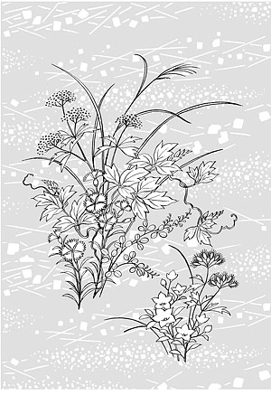 رسم خط ژاپنی مواد وکتور گلهای گیاهی -2 (A