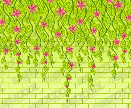 وکتور گل روی متریال دیوار