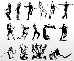 مجموعه سیلوئت های وکتور هنر رقصنده هوازی