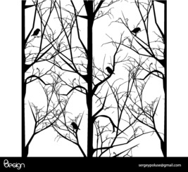 وکتور رایگان درخت با پرندگان