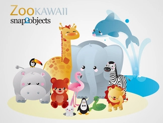 حیوانات وکتور باغ وحش Kawaii (رایگان)
