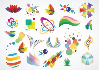 مجموعه وکتور عناصر طراحی لوگوی رنگارنگ