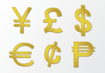 نمادهای پول وکتور طلایی