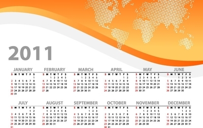 تقویم های وکتور رنگارنگ 2011