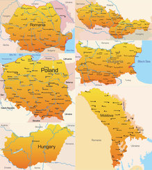 نقشه جغرافیایی اروپای شرقی - مواد برداری نقشه های جغرافیای اروپای شرقی