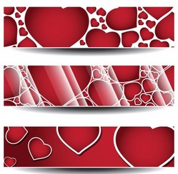 مجموعه بنرهای وکتور 3 قلب قرمز پررنگ