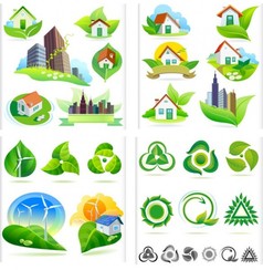 بسته نمادهای وکتور طبیعت خانه سبز Eco
