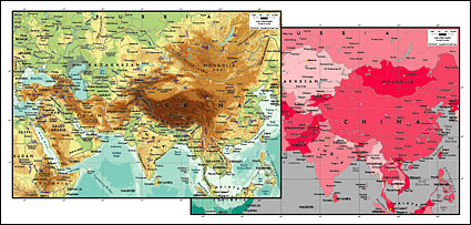 وکتور نقشه جهان مواد نفیس - نقشه قلب آسیا