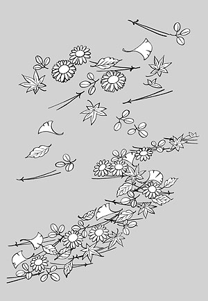 گرافیک وکتور خط ژاپنی گلهای گیاهی -14 (